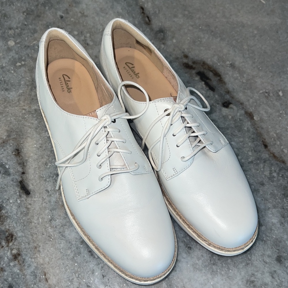 Clark Artisan Rhea Platform Oxford, Rare White size 10 - Picture 2 of 7